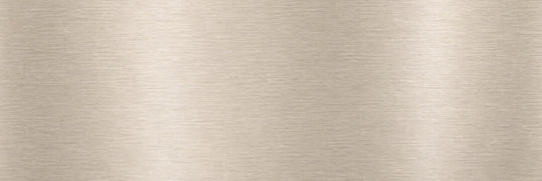 Brushed champagne gold metal texture, elegant satin brass metallic background with horizontal grain. Luxury bronze aluminum surface for industrial design, premium metallic plate backdrop.