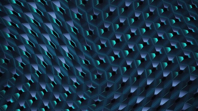 Abstract blue metallic geometric wave background motion loop 4K