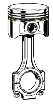 Piston and Connecting Rod Engine Part Vector Illustration
