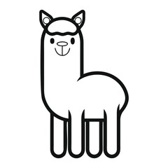 Fototapeta premium Cute Llama Cartoon Kawaii Alpaca Line Art Vector Illustratio