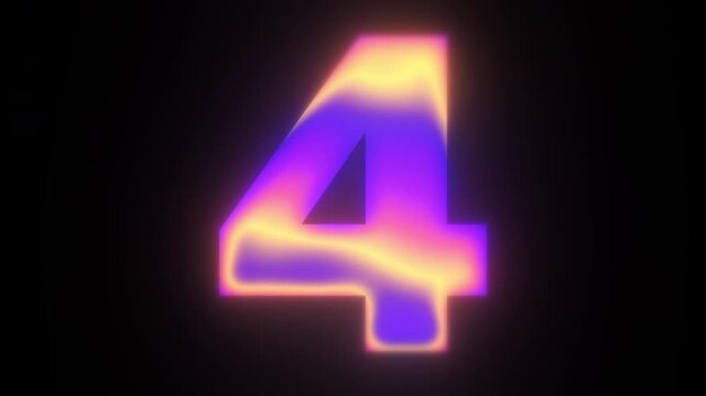 Numbers loop pack with five glowing digits 1 to 5 in a pink purple and blue gradient on a black background, seamless loops for countdown and number design projects