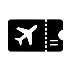 Fototapeta premium Ticket airline icon flat outline in black