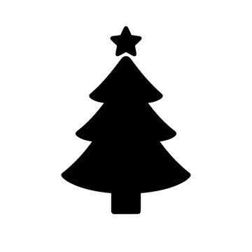 Tree christmas icon flat outline in black