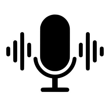 Voice recognition icon flat outline in black