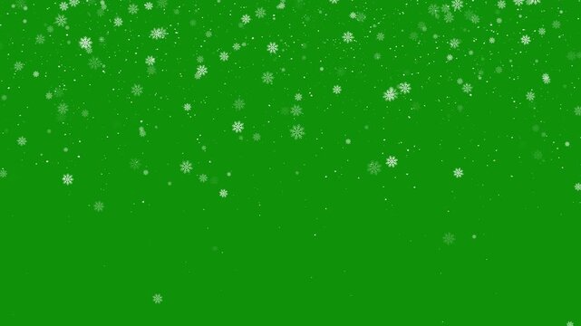  Snow falling on green screen background, christmas snow winter holiday green screen alpha channel 4k video. isolated falling realistic snowflake on chroma key.  abstract Christmas holiday effect