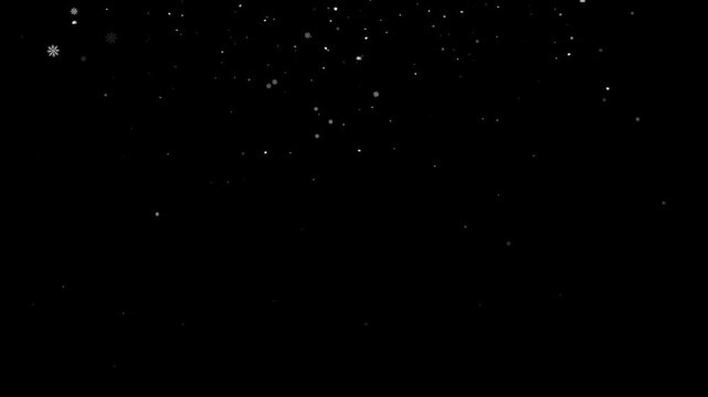 Snow falling on black background, christmas snow winter holiday alpha channel 4k video. isolated falling realistic snowflake on chroma key. abstract Christmas holiday effect