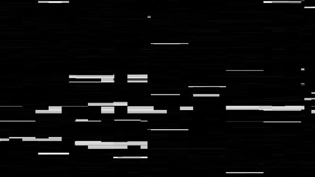 Fragmented stripes sharp bands create a monochrome distortion texture against deep black. analog television concepts, experimental edits and glitch overlays, raw electronic look titles and sequences.