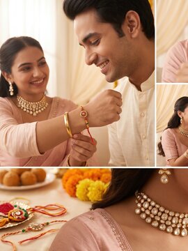 Polki Jewelry &ndash; Raksha Bandhan Celebration with Brother and Sister.