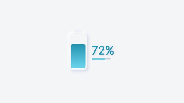 Modern Battery Charging Animation 0 to 100 Percent Progress Bar UI Element