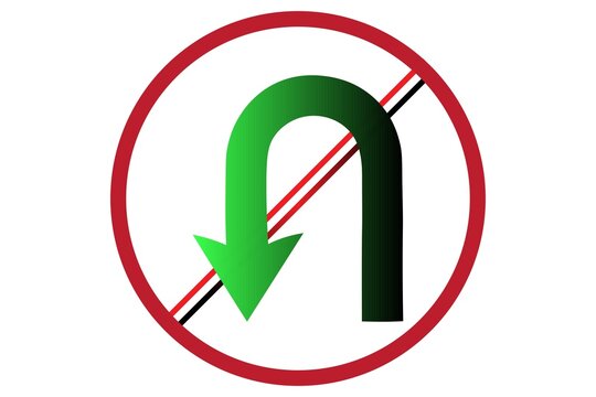 No right turn sign with green arrow isolated on white background