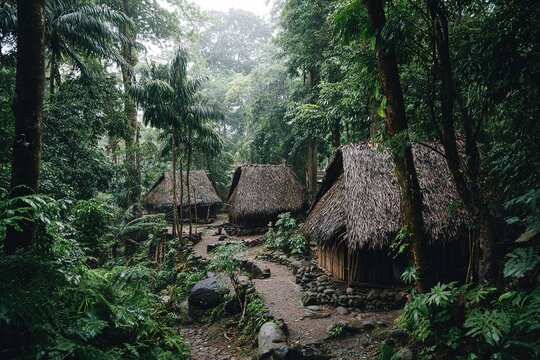 tribal village hidden deep within the rainforest