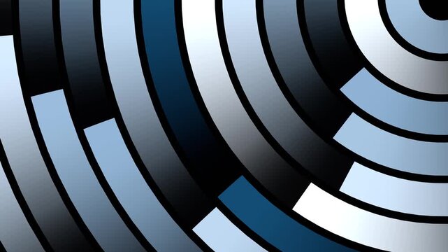 Background with rotating blue concentric rings, 4k computer seamless graphic animation.