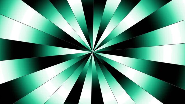 Abstract green white zoom burst geometric background, digital geometric explosion background with monochromatic rays, 4k seamless computer animation.
