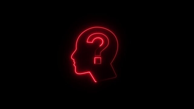 Conceptual illustration of a mind with a question mark representing thinking and inquiry. Motion Graphic concept animation of question mark brain concept animation.