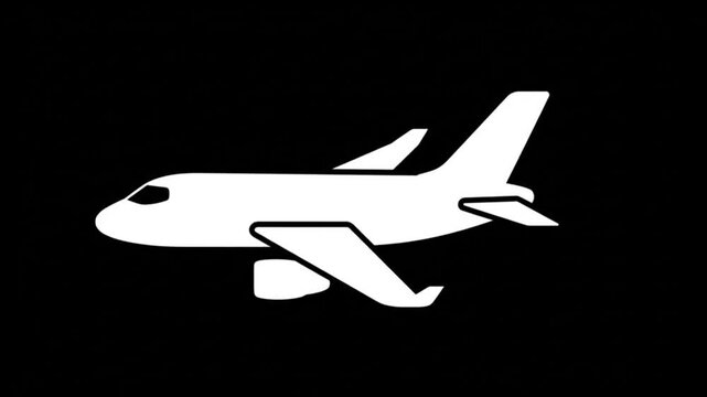 Airplane motion icons and flight silhouettes on black background