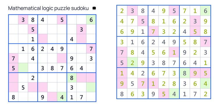Sudoku puzzle grid with completed and in-progress sections  