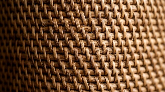 Tightly woven natural rattan wicker texture in warm brown earthy tones