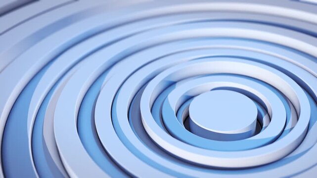 Circular podium sits blue white rings, smooth surfaces soft shadows defining each level. product promotions, logo reveals, brand identity , minimalist presentations elegant advertising scenes.