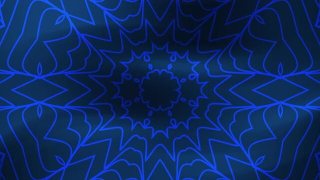 Abstract blue radial mandala pattern with intricate geometric lines. Great for backgrounds, textiles, prints, and web designs that need a dark, symmetrical, and glowing aesthetic.