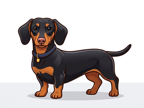 Cute dachshund dog standing vector illustration isolated on white background