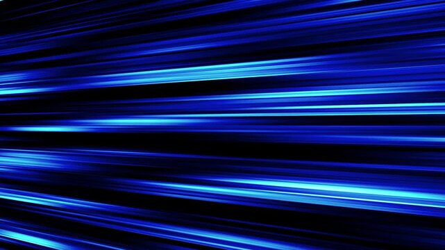 Blue light streaks animation rushes rapidly through dark space void. High speed warp motion graphics drive these light streaks. Cosmic energy acceleration fills the blue light streaks.