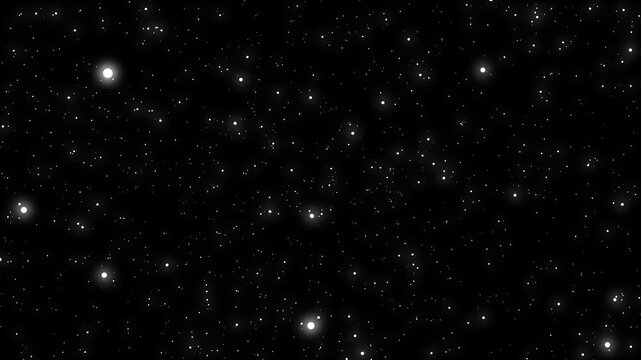 Dense field of stars animation drifts across a deep cosmic space void. Twinkling astronomical starlight fills the field of stars. Breathtaking galaxy night skies capture the field of stars.