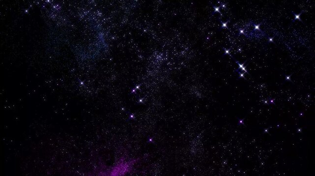 Deep space star field with twinkling purple and blue cosmic lights