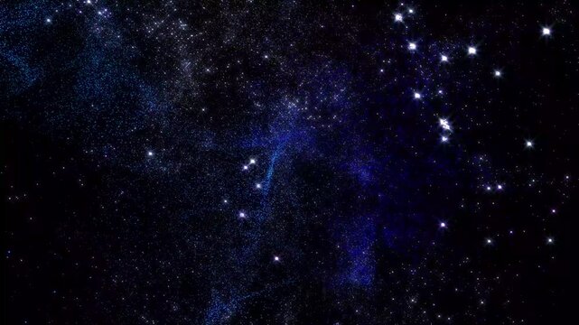 Distant stars scattered across a dark cosmic sky with subtle purple glow