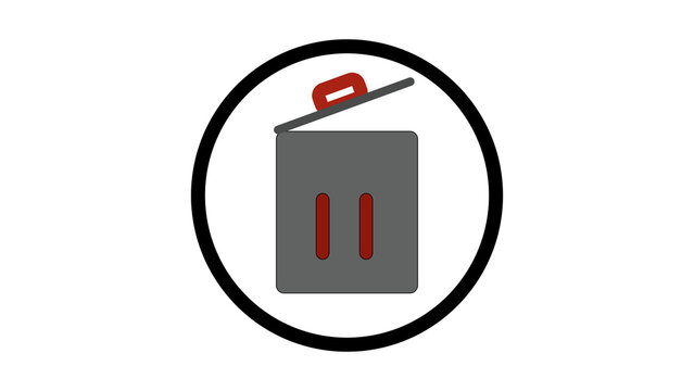 Trash Can Icon with Open Lid Inside a Circle on White Background 4025 image