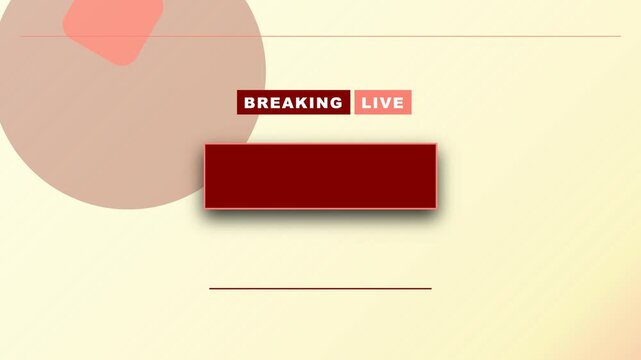 Breaking News Lower Third Graphic with Animated Geometric Shapes on Cream Background for Broadcast Intros