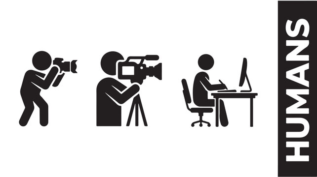 Videographer icons vector illustration of media workers and creators