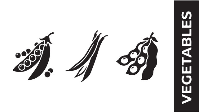 Legumes vector icons set black silhouettes of peas and beans on white