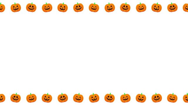 Cute Orange Jack O Lantern Pumpkin Frame Border Loop on White Halloween Background