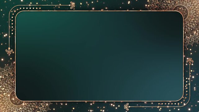 Ceremonial frame features corner patterns, decorative borders, ample space titles. wedding invites, religious celebrations, royal events, holiday greetings, elegant presentations, cultural invitations