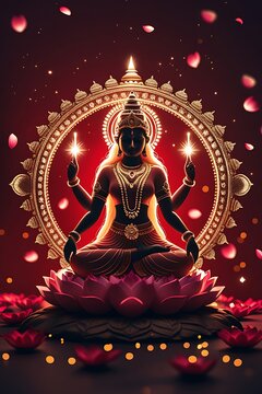 Goddess Lakshmi lotus glowing aura Diwali celebration pictures