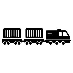 Fototapeta premium Train cargo icon flat outline in black