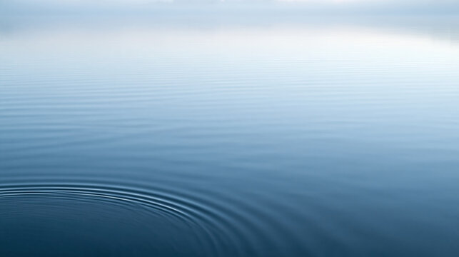Still water surface with small ripple creating calm blue texture