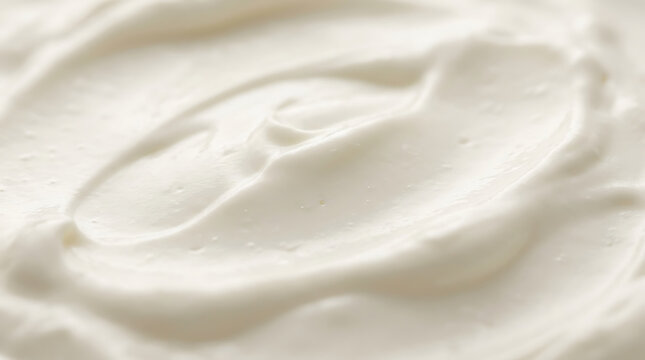 A close-up shot revealing the smooth, creamy texture of a white substance with gentle swirls and soft peaks.