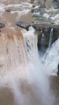 Vertical Aerial View of Purwa Waterfall Rewa Madhya Pradesh India
