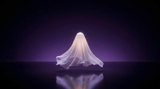 A spectral and ethereal ghost floats in the darkness embodying the spooky spirit of halloween night
