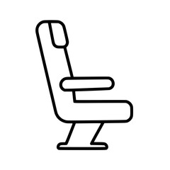 Fototapeta na wymiar Airplane seat icon flat outline in black