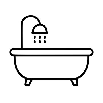 Bathtub icon flat outline in black