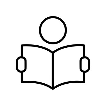 Book open reader icon flat outline in black