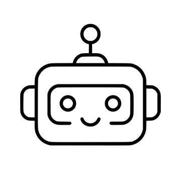 Bot icon flat outline in black