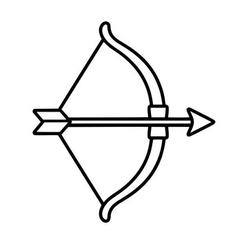Bow arrow icon flat outline in black
