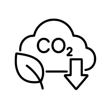carbon reduction icon flat outline in black
