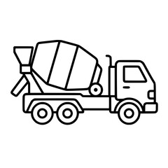 Fototapeta premium Cement truck icon flat outline in black
