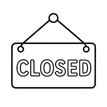Closed sign flat outline in black