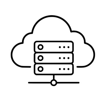 Cloud server icon flat outline in black