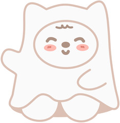 Obraz premium Cute Ghost Dog Costume Halloween Vector Illustration